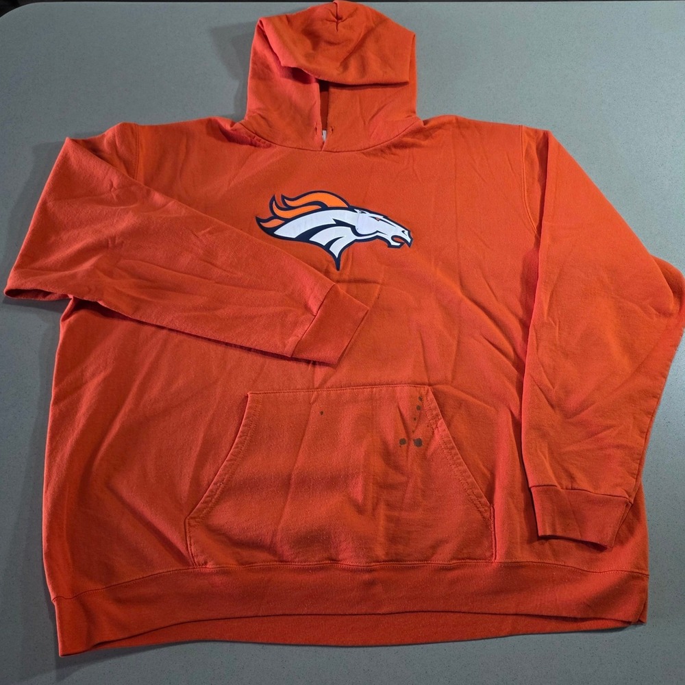 NFL Team Apparel Denver Broncos Hoodie Mens 2XL Orange Long Sleeve Sweatshirt